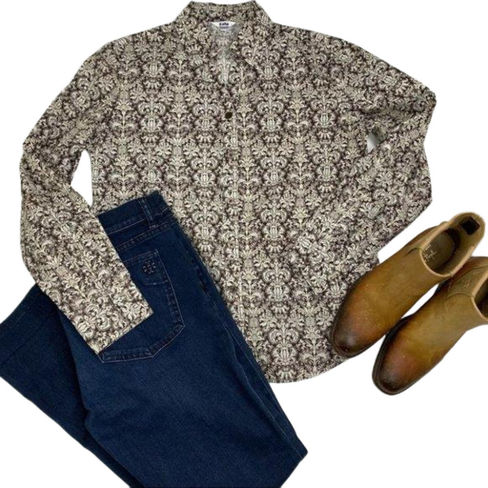 Tabi Brown Button up Blouse size  small